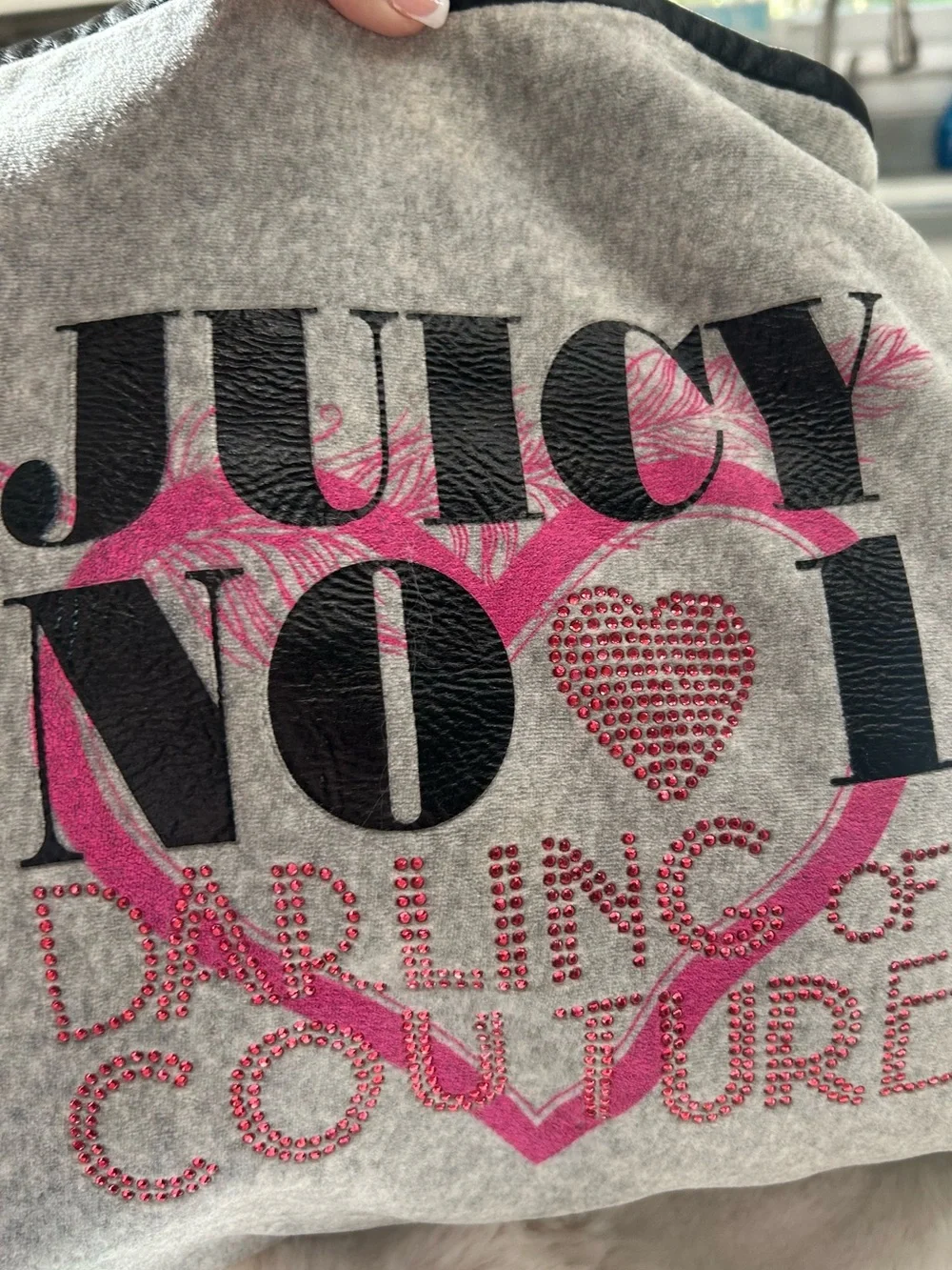 Y2K Vintage 2010 Juicy Couture Gray Velour Large Hobo Bag Darling Of Couture